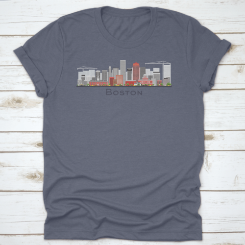 Boston Massachusetts Skyline With Gray And Red Buildings Isolated On