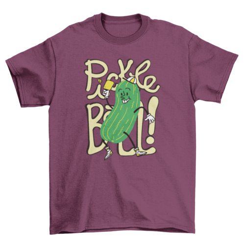 Happy cartoon cucumber playing pickleball game t-shirt