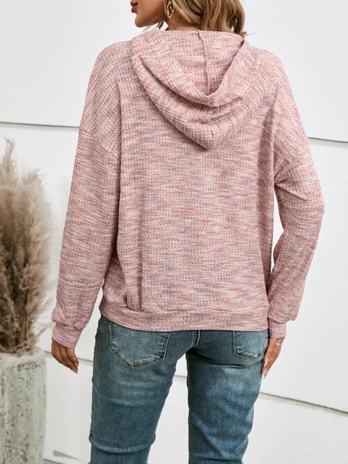 Heathered Drop Shoulder Long Sleeve Hoodie